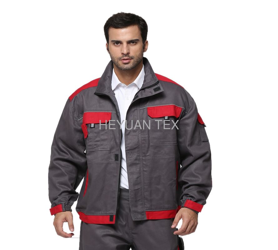 100% Cotton Industrial Work Jackets Color Match Tear Resistant With Multi Pockets